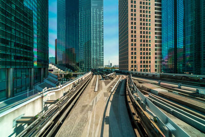 Tokyo architecture building from scene of yurikamome monorail to odaiba area, tokyo cityscape,