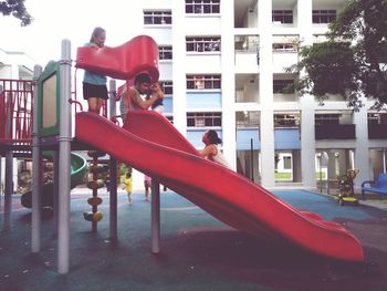 View of children playing in playground