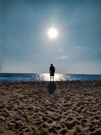 Rear view of man standing on beach