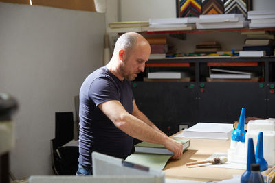 Man working on table