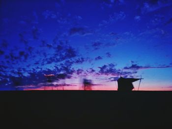 Low angle view of blue sky at sunset