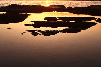 Scenic view of sea against sky at sunset