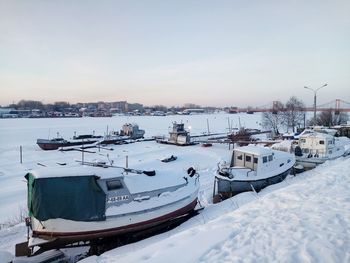 Scenic view of sea against clear sky during winter