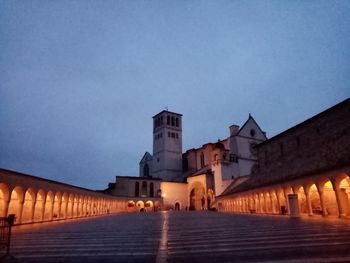 Low angle view of buildings at night