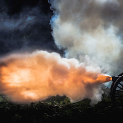 Low angle view of fire against sky