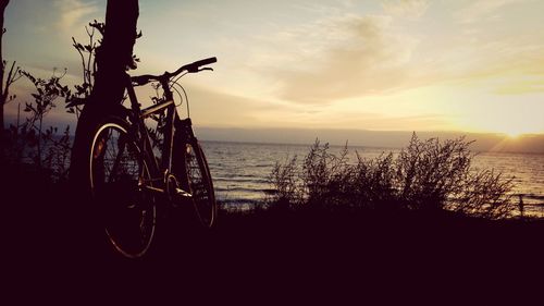 Scenic view of sea at sunset