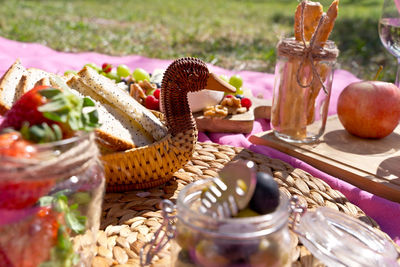 Close-up of christmas decorations on table