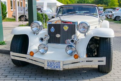 View of old vintage car parked on street