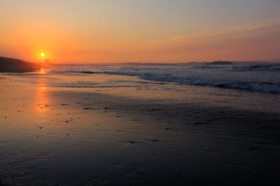 Scenic view of sea against sky during sunset