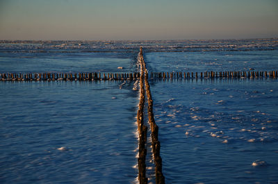 Scenic view of frozen sea against sky