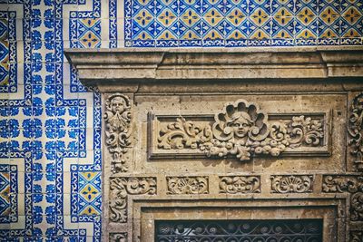 Close-up of carving on wall