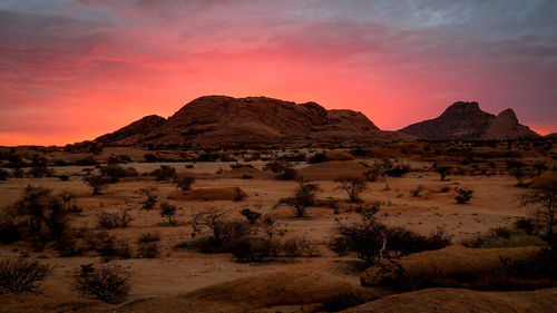 View of rock formations at sunset