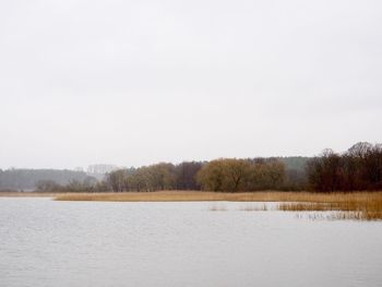 Scenic view of lake against clear sky during winter