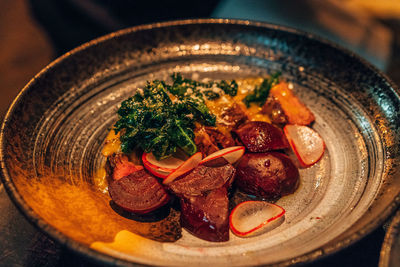 Close-up high angle view of food in bowl