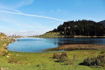 Scenic view of lake against sky