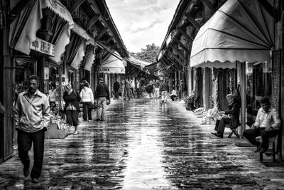 People walking in market