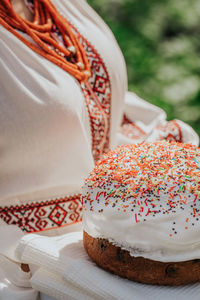 Close-up of wedding dress