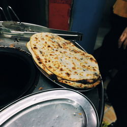 High angle view of bread in container on table