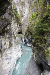 View of river flowing through rocks