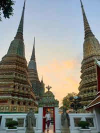 Low angle view of pagoda against sky