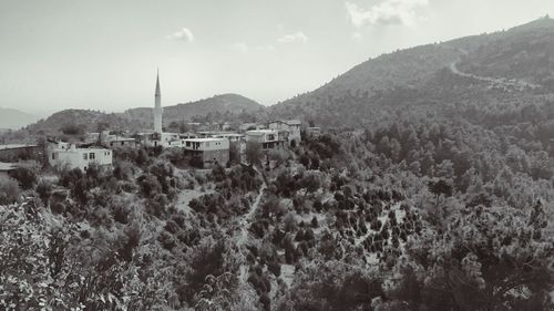 High angle view of townscape against sky