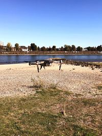 Scenic view of lake against clear sky