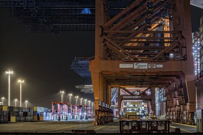 Illuminated dock at night