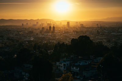 View of city at sunset