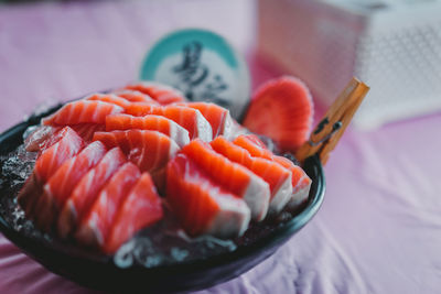 Close-up of food in plate on table