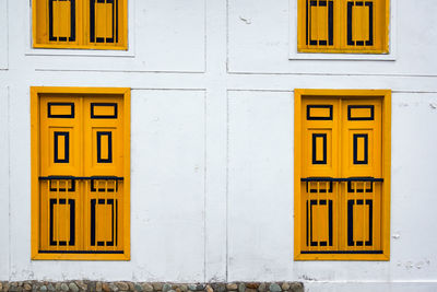 Close-up of yellow door