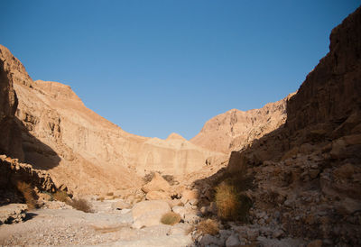 Scenic view of mountains against clear sky