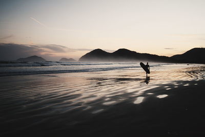 Scenic view of sea at sunset