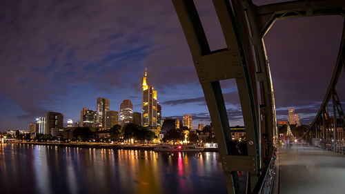 Illuminated buildings in city at night