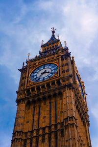 Low angle view of big ben against sky