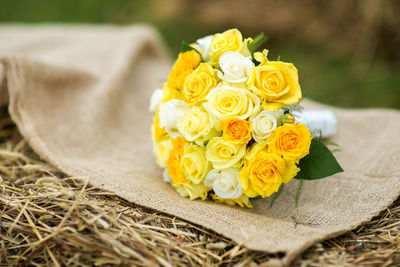 Close-up of yellow rose bouquet