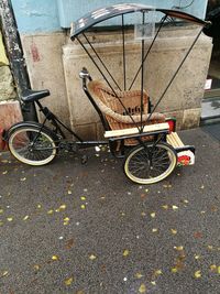 Close-up of bicycle parked