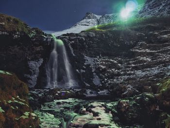 View of waterfall in forest