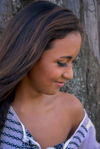 Close-up portrait of a beautiful young woman