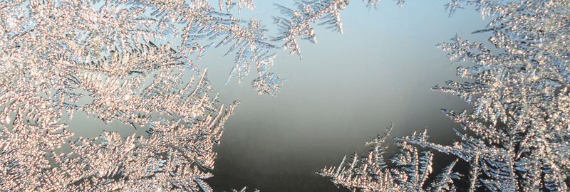 High angle view of frozen lake during winter