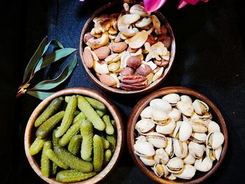 High angle view of food in bowl on table