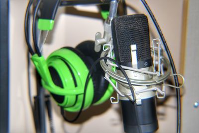 Close-up of headset and microphone 