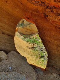 High angle view of rock formations in desert