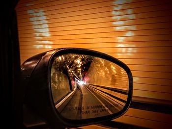 Close-up of illuminated car at night