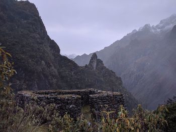 Scenic view of landscape and mountains against sky