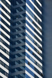 Low angle view of modern glass building in city