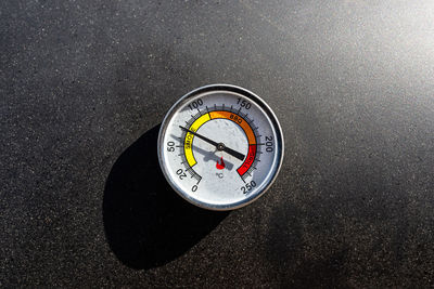 High angle view of navigational compass on table