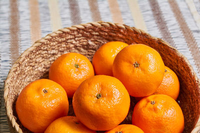 High angle view of oranges