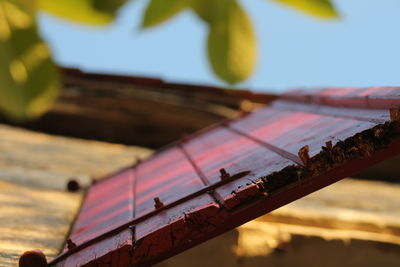 Close-up of boat against sky