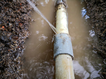 Upvc pipe burst. waste water from pipe leaking.