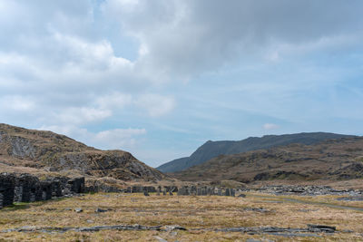 Scenic view of landscape and mountains against sky